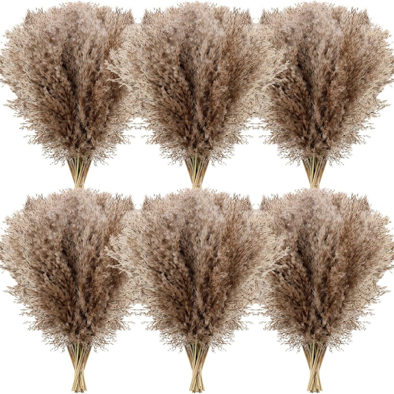 Dried Pampas Grass Decor 17 Inch Bulk Natural Small Pompous Wild Fluffy Pampas Floral Boho Decor Flowers for Wedding Party Farmhouse Home Bathroom Office Kitchen(100 Pcs,Brown)